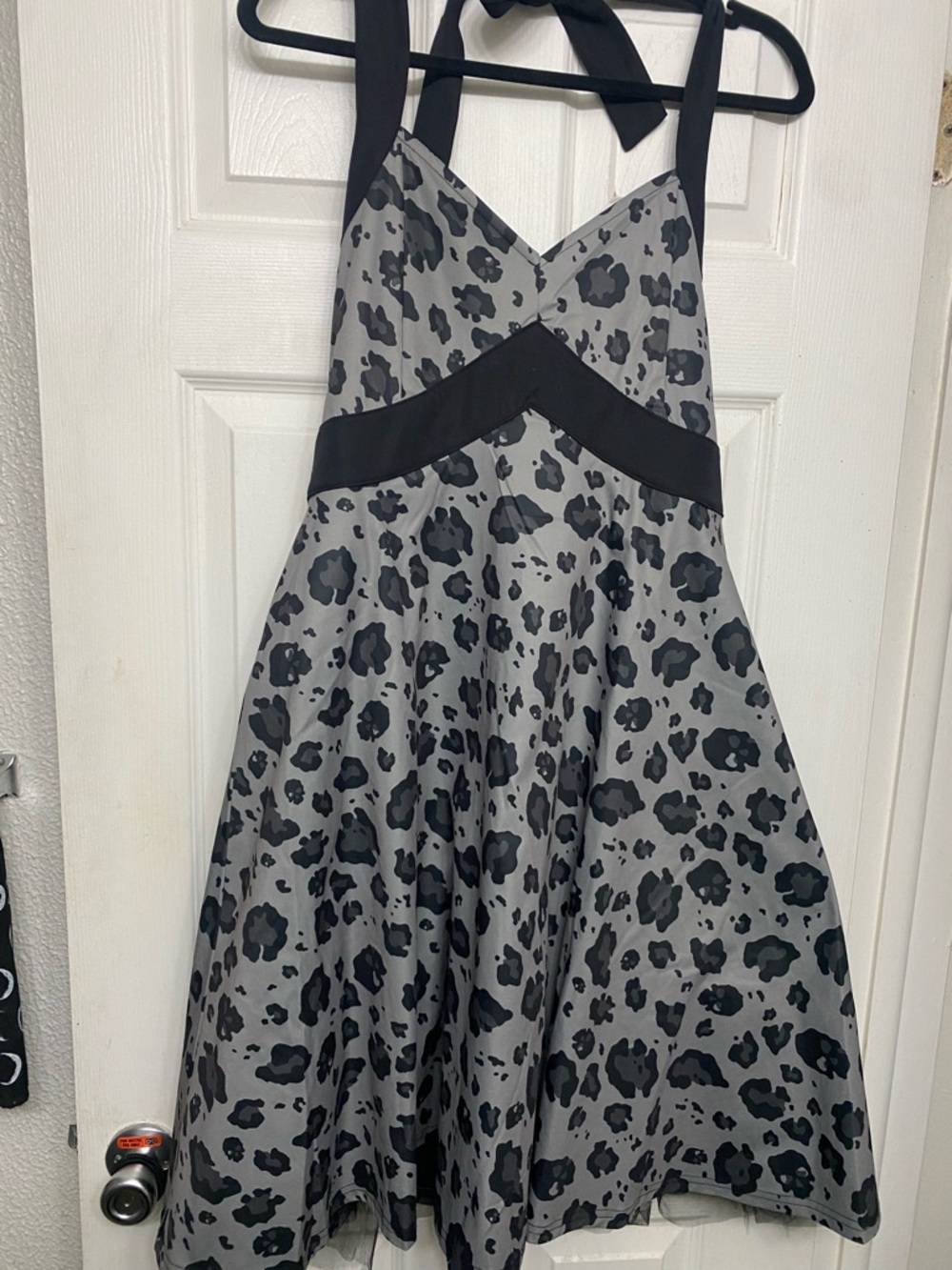 Killstar Grey and Black Leopard Halter Fit-and-Flare Dress. New With Tags!